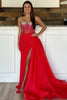 Load image into Gallery viewer, Mermaid Beaded Red Prom Dress with Slit