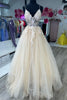 Load image into Gallery viewer, A-Line Spaghetti Straps Apricot Prom Dress with Appliques