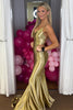 Load image into Gallery viewer, Glitter Golden Mermaid Backless Long Prom Dress