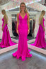 Load image into Gallery viewer, Mermaid Satin Halter Fuchsia Long Prom Dress