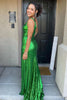 Load image into Gallery viewer, Mermaid Square Neck Sparkly Green Prom Dress with Slit