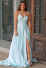 Load image into Gallery viewer, Satin Beaded Lilac Corset Prom Dress with Slit