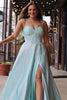 Load image into Gallery viewer, Satin Beaded Lilac Corset Prom Dress with Slit