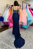 Load image into Gallery viewer, Navy Mermaid Spaghetti Straps Long Prom Dress with Ruffles