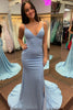 Load image into Gallery viewer, Sparkly Grey Blue Mermaid Spaghetti Straps Long Prom Dress with Slit