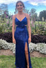Load image into Gallery viewer, Royal Blue Mermaid Sequins Long Prom Dress with Slit