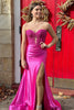 Load image into Gallery viewer, Mermaid Sweetheart Fuchsia Corset Prom Dress with Slit