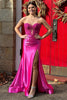 Load image into Gallery viewer, Mermaid Sweetheart Fuchsia Corset Prom Dress with Slit