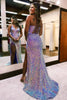 Load image into Gallery viewer, Sparkly Halter Light Purple Prom Dress with Fringes