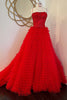 Load image into Gallery viewer, Sparkly Red Corset Long Ruffled Prom Dress with Slit