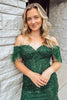 Load image into Gallery viewer, Dark Green Off The Shoulder Mermaid Prom Dress with Appliques