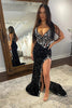 Load image into Gallery viewer, Sparkly Black Mermaid Mirror Long Beaded Prom Dress with Slit