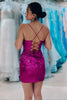 Load image into Gallery viewer, Sparkly Fuchsia Corset Tight Short Sequins Party Dress