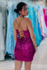 Load image into Gallery viewer, Sparkly Fuchsia Corset Tight Short Sequins Party Dress