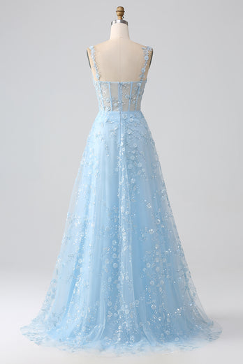A-Line Blush Corset Prom Dress