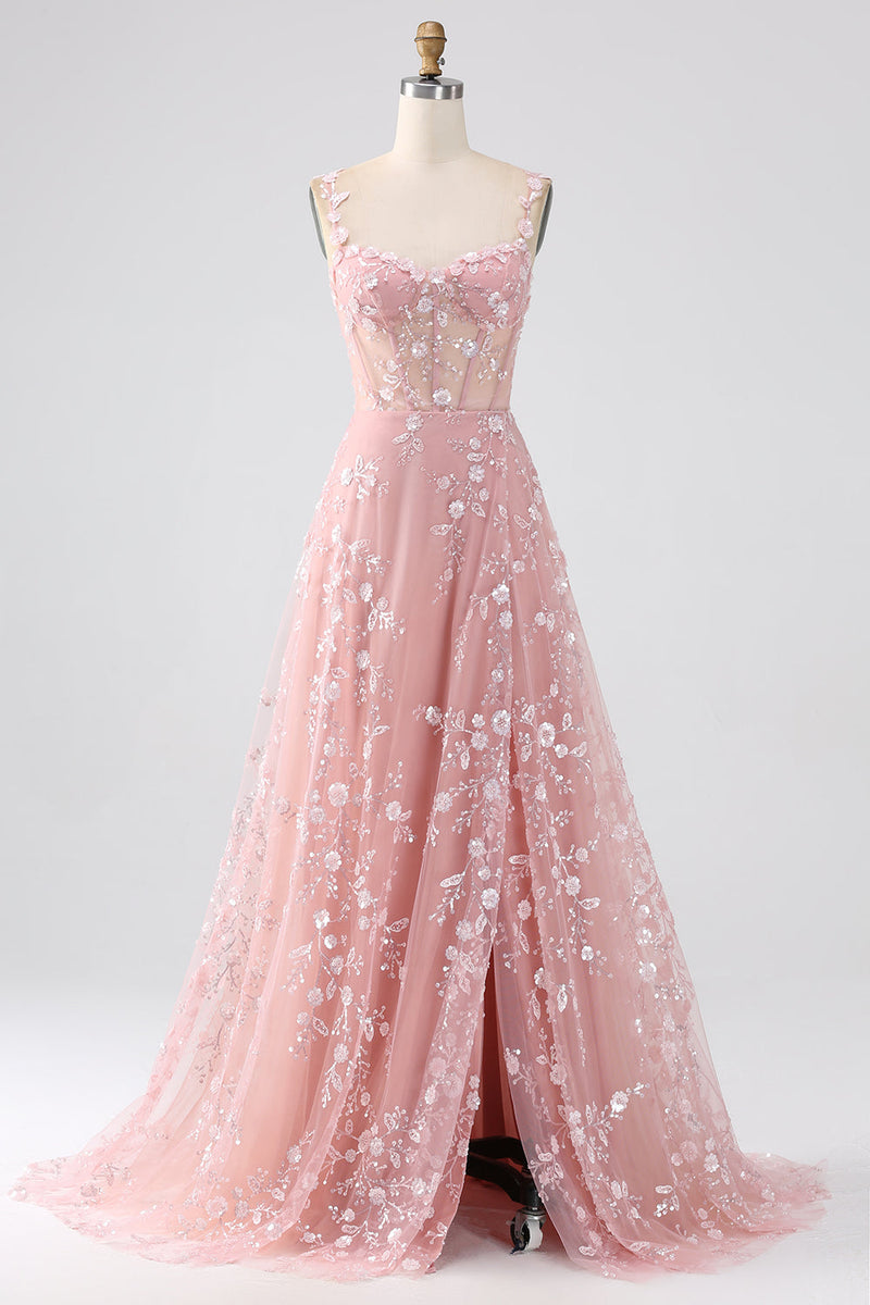 Load image into Gallery viewer, A-Line Blush Corset Prom Dress