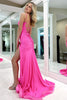 Load image into Gallery viewer, Mermiad Lace-Up Back Fuchsia Long Prom Dress with Slit