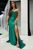 Load image into Gallery viewer, Glitter Dark Green Sweetheart Mermaid Long Prom Dress with Slit