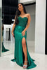 Load image into Gallery viewer, Glitter Dark Green Sweetheart Mermaid Long Prom Dress with Slit