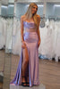 Load image into Gallery viewer, Lilac Strapless Corset Mermaid Satin Long Prom Dress with Slit