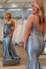 Load image into Gallery viewer, Glitter Grey Blue Grey Blue Appliques Mermaid Long Prom Dress