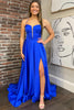 Load image into Gallery viewer, Royal Blue Long Prom Dress with Slit