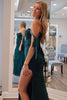 Load image into Gallery viewer, Sparkly Dark Green Floral Off-Shoulder Mermaid Long Prom Dress with Slit