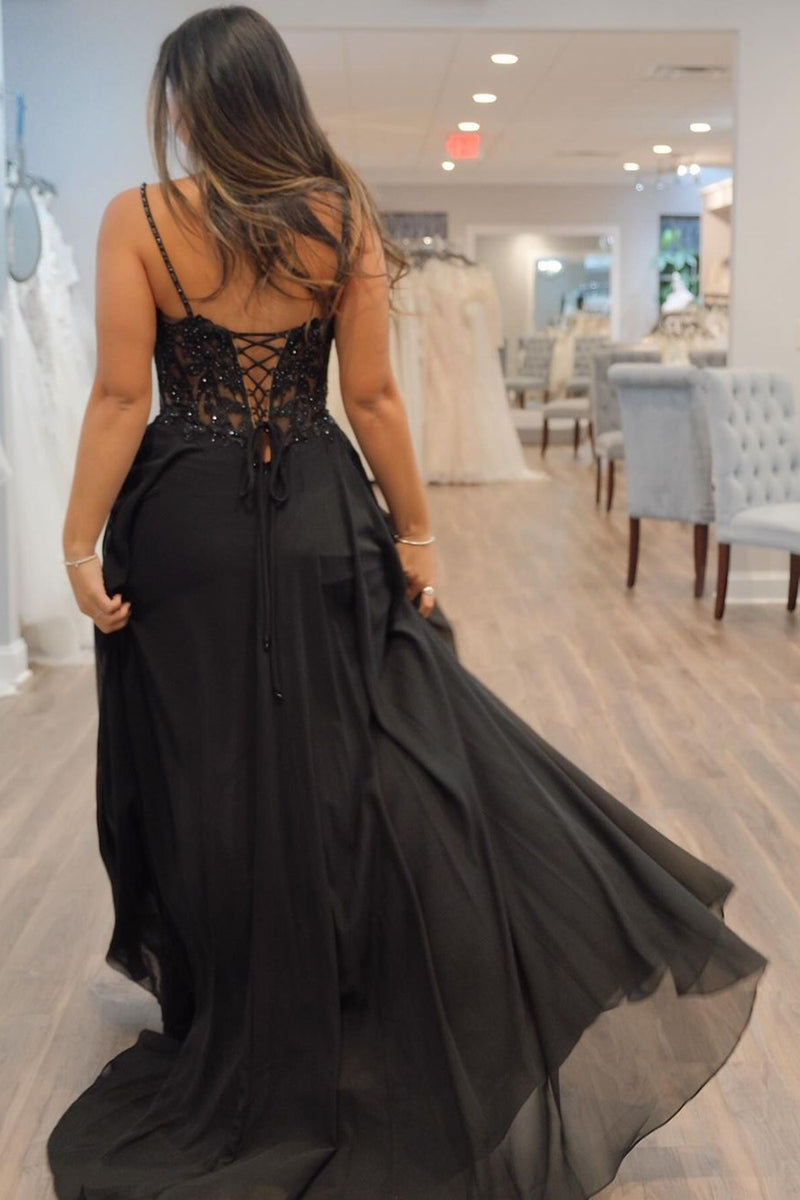 Load image into Gallery viewer, Sparkly Black Prom Dress