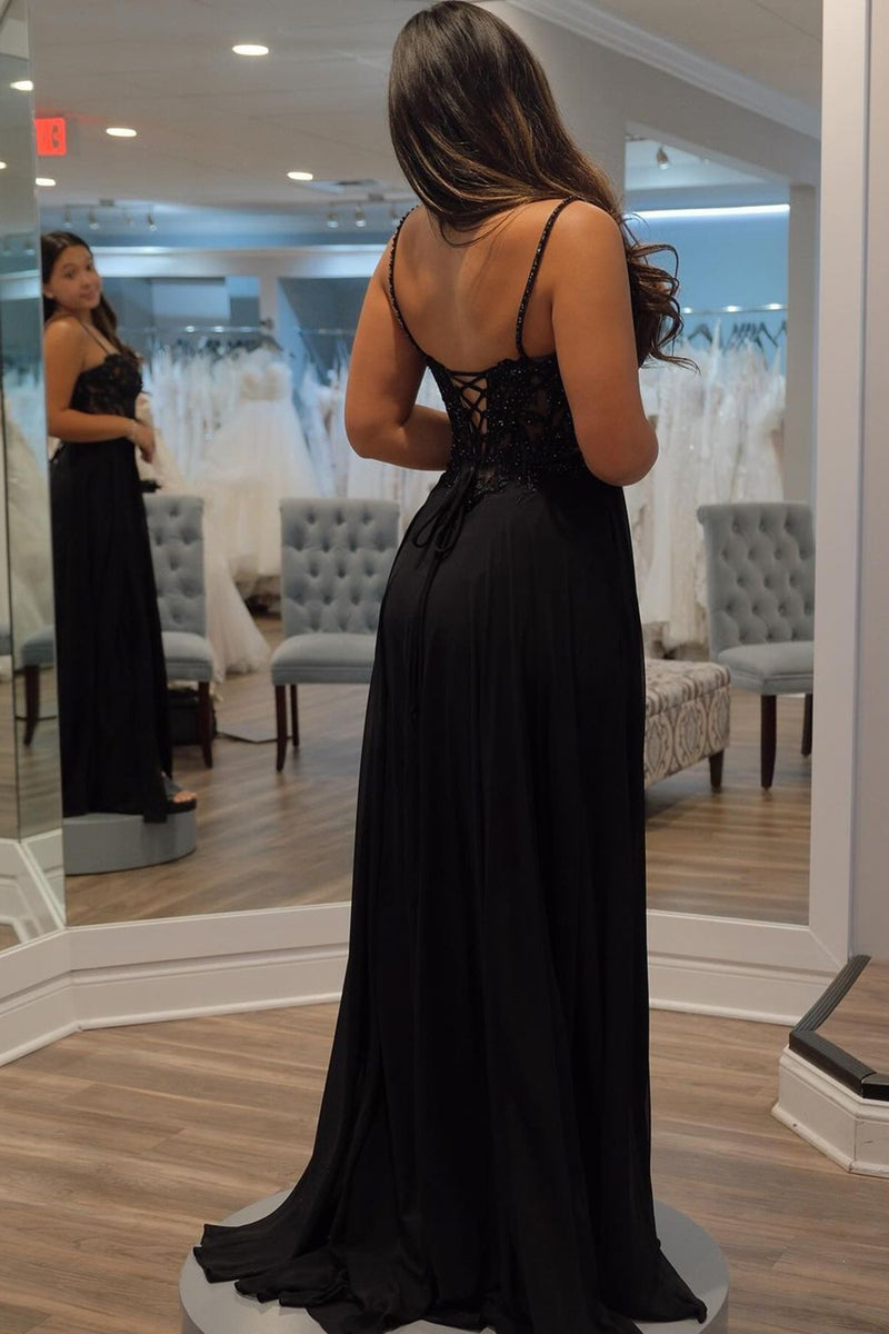 Load image into Gallery viewer, Sparkly Black Prom Dress