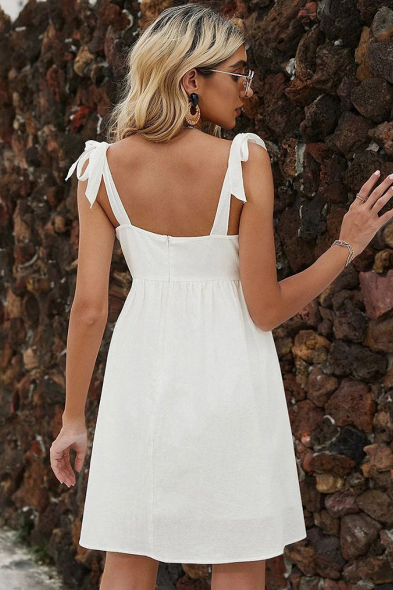 Load image into Gallery viewer, White Shoulder Straps A Line Mini Graduation Dress