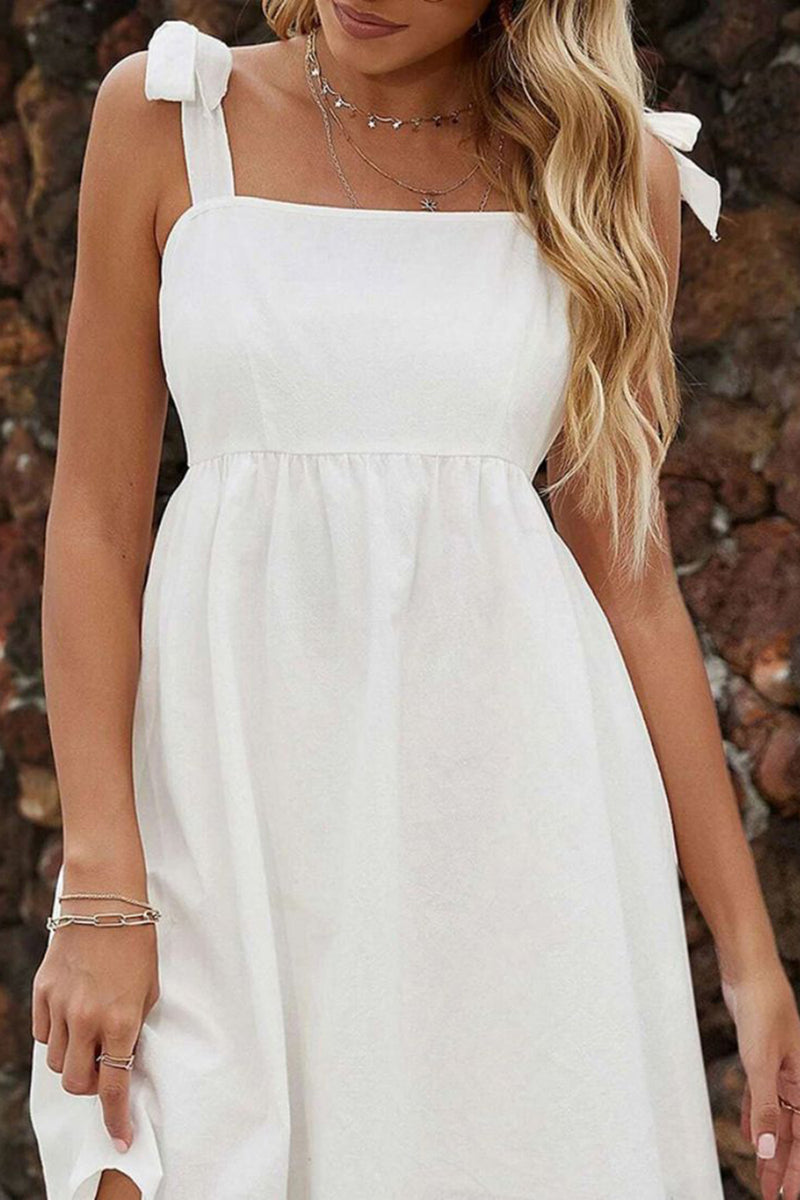 Load image into Gallery viewer, White Shoulder Straps A Line Mini Graduation Dress