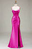 Load image into Gallery viewer, Elegant Royal Blue Corset Satin Mermaid Long Prom Dress with Slit