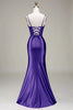 Load image into Gallery viewer, Satin Spaghetti Straps Lilac Purple Prom Dress with Corset