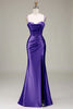 Load image into Gallery viewer, Satin Spaghetti Straps Lilac Purple Prom Dress with Corset