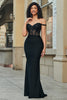 Load image into Gallery viewer, Off the Shoulder Black Sparkly Mermaid Prom Dress