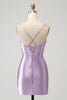 Load image into Gallery viewer, Bodycon Spaghetti Straps Lilac Corset Satin Short Prom Dress