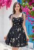 Load image into Gallery viewer, Cute A-Line Black Short Prom Dress With Embroidery