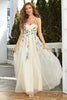 Load image into Gallery viewer, Spaghetti Straps Champagne Long Prom Dress With 3D Flowers