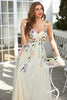 Load image into Gallery viewer, Spaghetti Straps Champagne Long Prom Dress With 3D Flowers