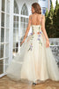 Load image into Gallery viewer, Spaghetti Straps Champagne Long Prom Dress With 3D Flowers