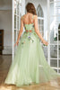 Load image into Gallery viewer, Spaghetti Straps Champagne Long Prom Dress With 3D Flowers