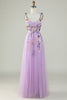 Load image into Gallery viewer, Spaghetti Straps Champagne Long Prom Dress With 3D Flowers