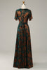 Load image into Gallery viewer, Burnout Velvet Dark Green Mother of Bride Dress