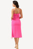 Load image into Gallery viewer, Spaghetti Straps Hot Pink Bridesmaid Dress with Fringes