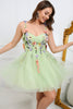 Load image into Gallery viewer, A-Line Spaghetti Straps Green Short Prom Dress with Appliques