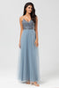 Load image into Gallery viewer, A-Line Spaghetti Straps Dusty Pink Long Bridesmaid Dress with Beading