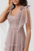 Load image into Gallery viewer, Tulle A-Line Dusty Pink Beaded Bridesmaid Dress