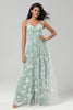 Load image into Gallery viewer, Spaghetti Straps Matcha Bridesmaid Dress with Appliques