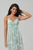 Load image into Gallery viewer, Spaghetti Straps Matcha Bridesmaid Dress with Appliques