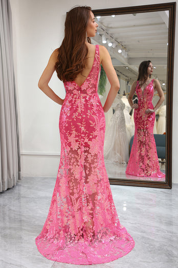 Fuchsia Sequins Mermaid Prom Dress